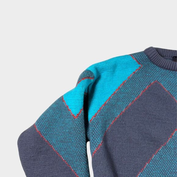 Vtg 80s Demetre Ski Sweater Mens S Wool Geometric Knit USA Made Retro Gorpcore M - Picture 4 of 10